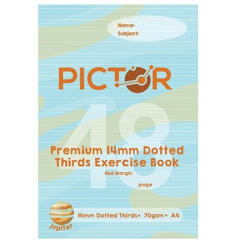 Pictor Premium A4 48 Page Exercise Book 14mm Dotted Thirds 70GSM Jupiter