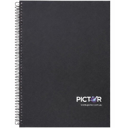 Pictor Spiral Notebook A4 240PG Side Open PP Black