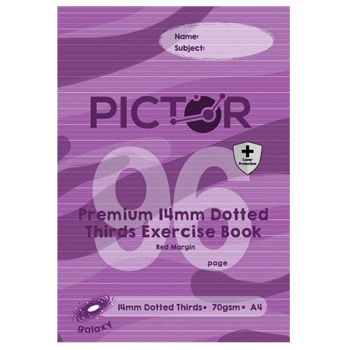 Pictor Premium Pro A4 96 Page PP Exercise Book 14mm Dotted Thirds 70GSM Galaxy