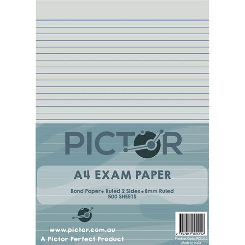 Pictor Exam Paper A4 60GSM 8mm Ruled 500 Sheets