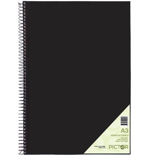 Pictor Visual Art Diary A3 PP 120 Page 110GSM Black