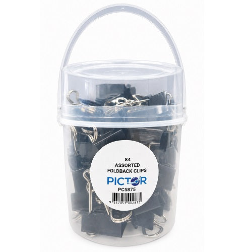 Pictor Foldback Clip Assorted Sizes (tub 84)