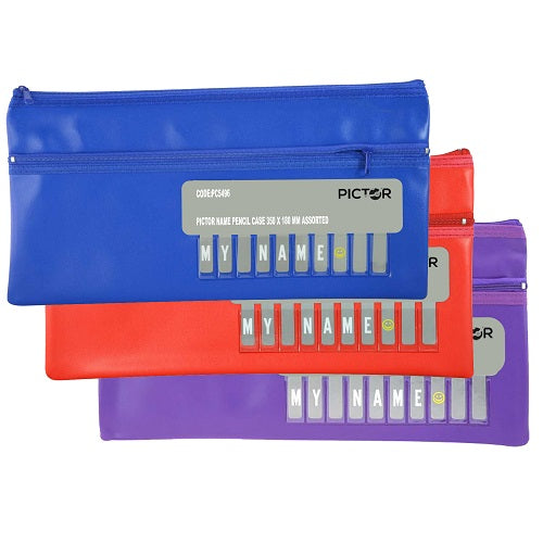Pictor Alphabet Name Pencil Case 350x180mm Assorted