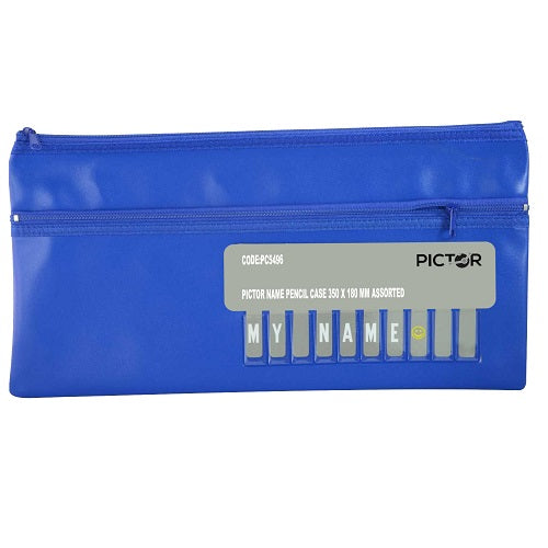 Pictor Name Alphabet Pencil Case 350 x 180mm Blue