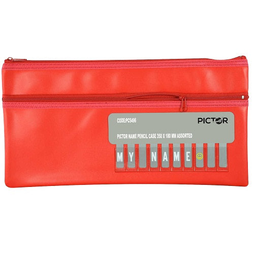 Pictor Name Alphabet Pencil Case 350 x 180mm Red