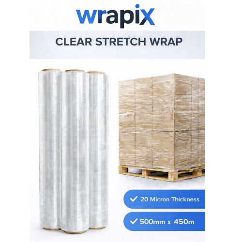 Wrapix Stretch Film 500mm x 450M x 20um Clear