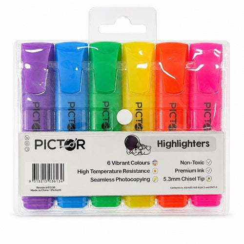 Pictor Highlighter Chisel Assorted Pack 6