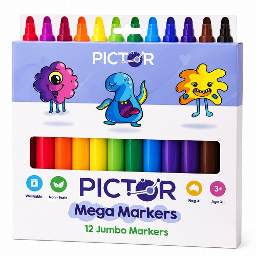 Pictor Coloured Mega Markers Pack 12