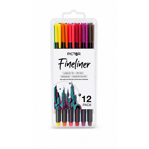 Pictor Triangular Fineliner 0.4mm Assorted Colours Pack 12