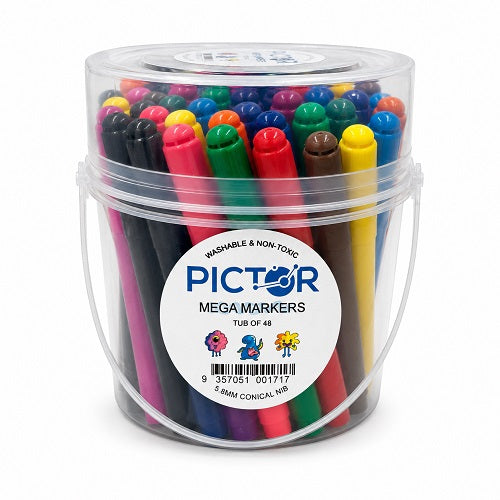 Pictor Mega Markers Asst Colours - Tub 48
