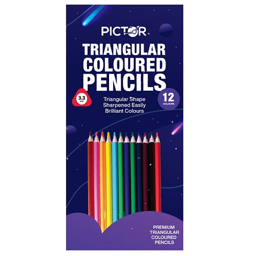 Pictor Triangular Pencils Assorted Colours Pack 12