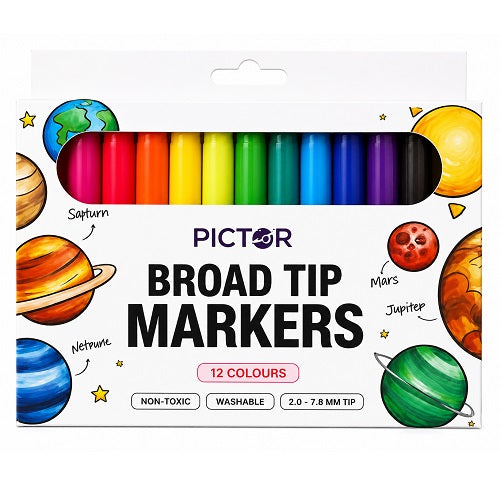 Pictor Smart Broad Tip Markers Assorted Pack 12