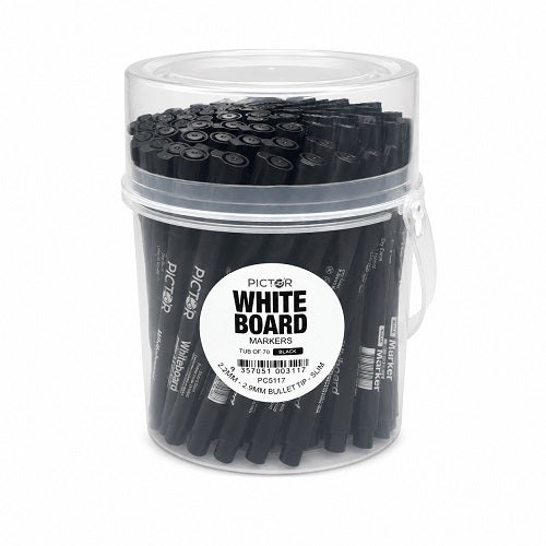 Pictor Slim Black Whiteboard Marker Bullet Tip Tub 70
