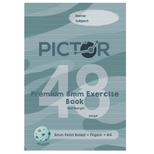 Pictor Premium A4 48 Page Exercise 8mm Ruled 70GSM Moon