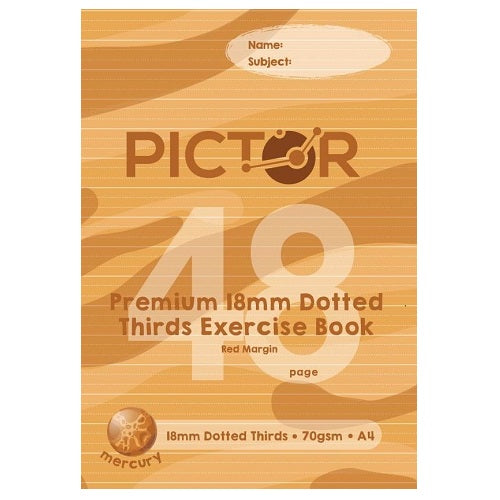 Pictor Premium A4 48 Page Exercise Book 18mm Dotted Thirds 70GSM Mercury