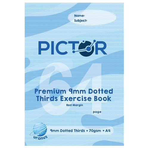 Pictor Premium A4 64 Page Exercise Book 9mm Dotted Thirds 70GSM Uranus