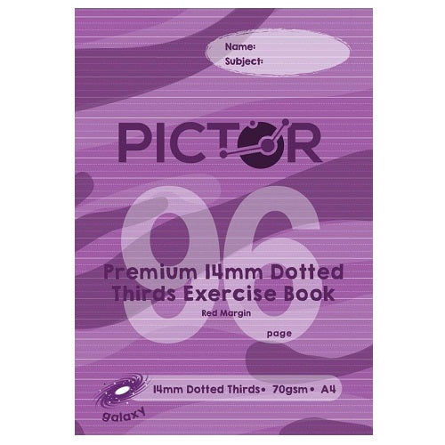 Pictor Premium A4 96 Page Exercise Book 14mm Dotted Thirds 70GSM Galaxy