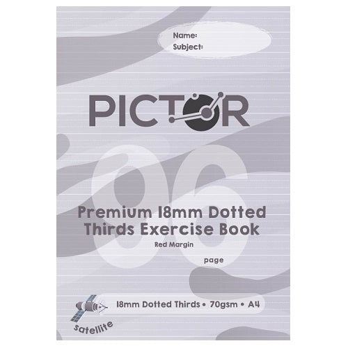 Pictor Premium A4 96 Page Exercise Book 18mm Dotted Thirds 70GSM Satellite