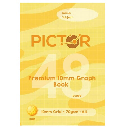 Pictor Premium A4 48 Page Graph Book 10mm 70GSM Sun