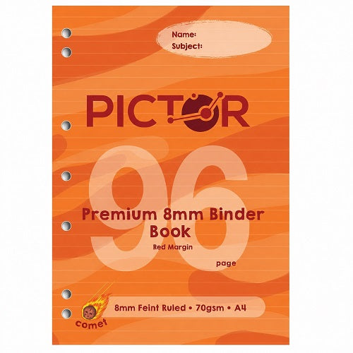 Pictor Premium A4 96 Page Binder Book 8mm Ruled 70GSM Comet