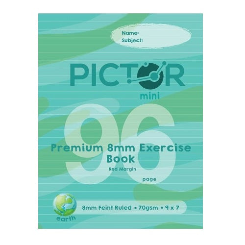 Pictor Premium Mini 225 x 175mm 96 Page Exercise Book 8mm Ruled 70GSM Earth