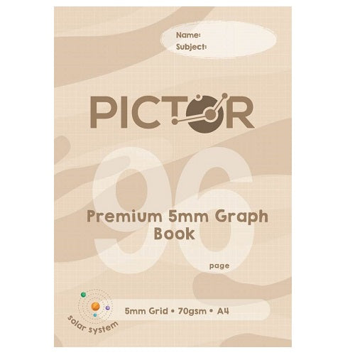 Pictor Premium A4 96 Page Graph Book 5mm 70GSM Solar System