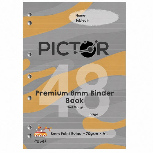 Pictor Premium A4 48 Page Binder Book 8mm Ruled 70GSM Rover