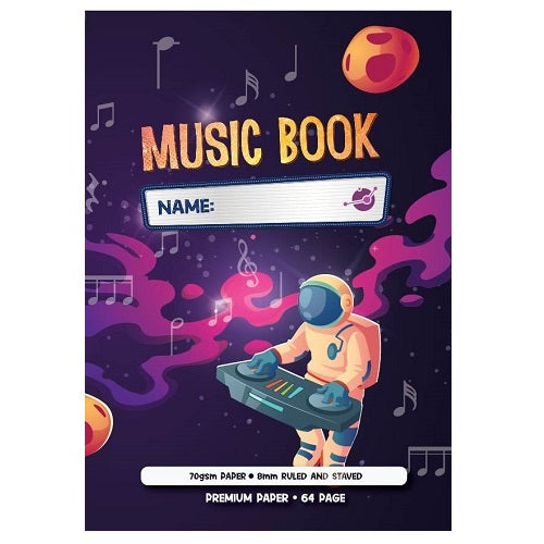 Pictor Premium A4 96 Page Music Book 8mm Ruled and Staved 70GSM