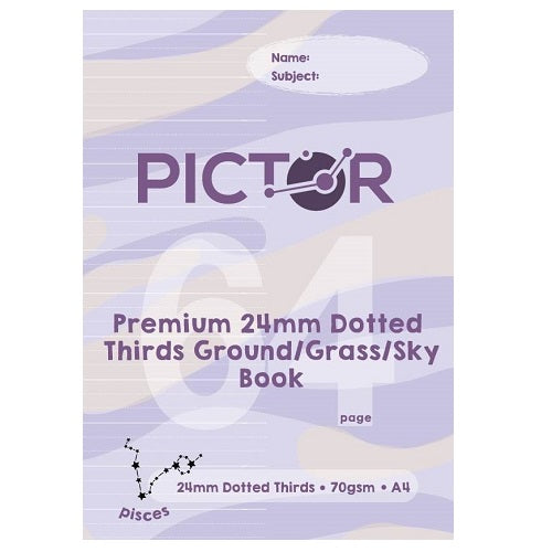 Pictor Coloured A4 64 Page Ground / Grass / Sky Exercise Book 24mm Dotted Thirds Pisces