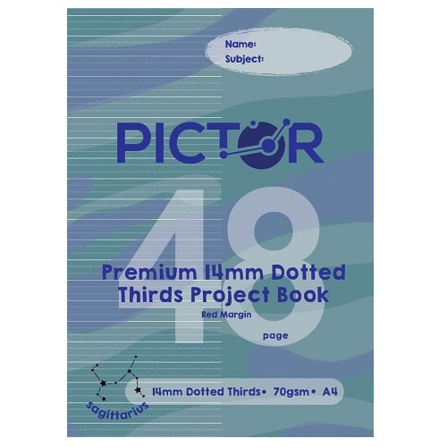 Pictor Premium A4 48 Page Project Book 14mm Plain/dotted Thirds 70GSM Sagittarius