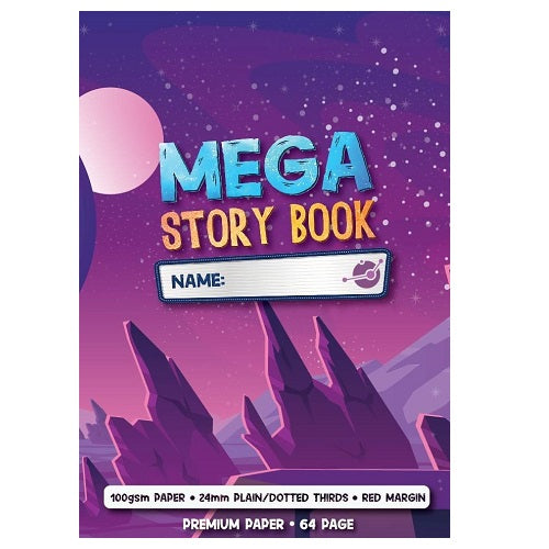Pictor Premium Mega 330 x 245mm 64 Page Story Book 24mm Plain/dotted Thirds 100GSM Pink Moon