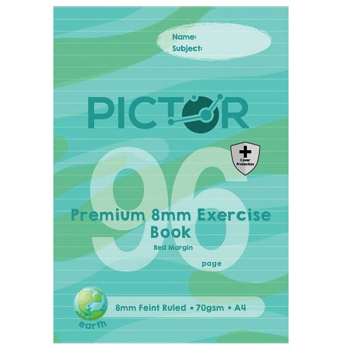 Pictor Premium Pro A4 96 Page PP Exercise Book 8mm Ruled 70GSM Earth