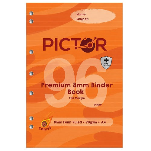 Pictor Premium Pro A4 96 Page PP Binder Book 8mm Ruled 70GSM Comet