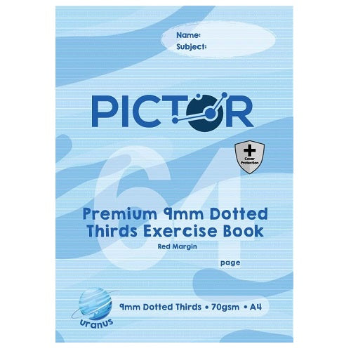 Pictor Premium Pro A4 64 Page PP Exercise Book 9mm Dotted Thirds 70GSM Uranus