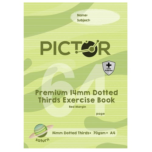 Pictor Premium Pro A4 64 Page PP Exercise Book 14mm Dotted Thirds 70GSM Saturn