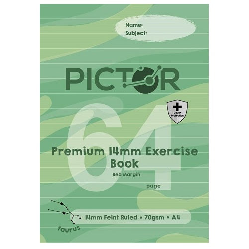 Pictor Premium Pro A4 64 Page PP Exercise Book 14mm Ruled 70GSM Taurus
