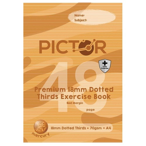 Pictor Premium Pro A4 48 Page PP Exercise Book 18mm Dotted Thirds 70GSM Mercury