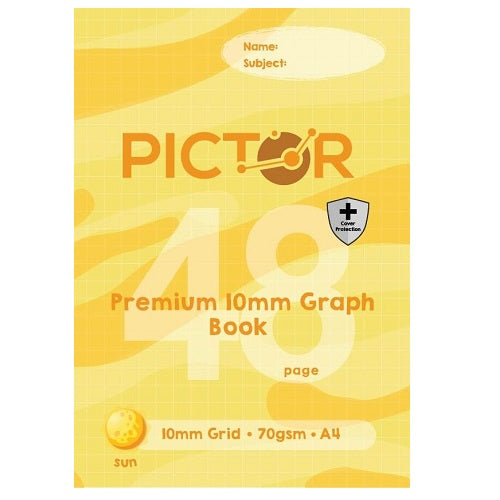 Pictor Premium Pro A4 48 Page PP 10mm Graph Book 70GSM Sun