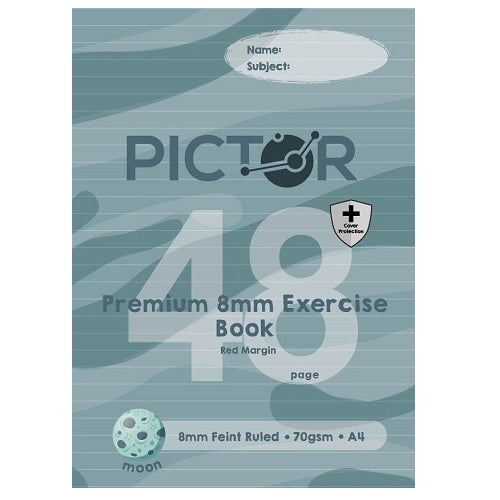 Pictor Premium Pro A4 48 Page PP Exercise Book 8mm Ruled 70GSM Moon