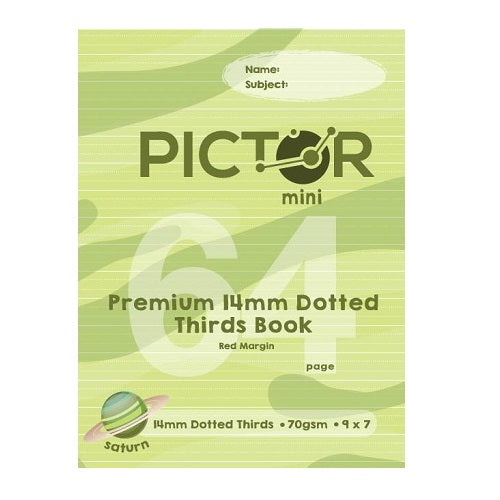 Pictor Premium Mini 225 x 175mm 64 Page Exercise Book 14mm Dotted Thirds 70GSM Saturn