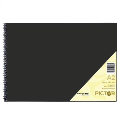 Pictor Sketch Book A2 Spiral Side Bnd PP 20 Sheet 110GSM Black