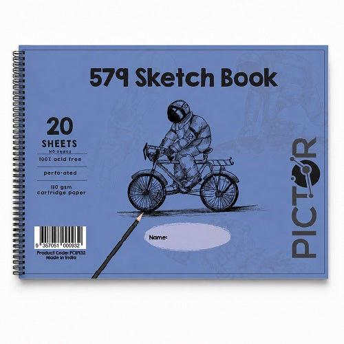 Pictor 579 Sketch Book 272mm x 360mm Spiral Side Bnd 20 Sheet 110GSM