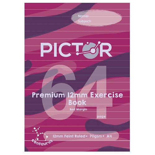 Pictor Premium A4 64 Page Exercise Book 12mm Ruled 70GSM Centaurus