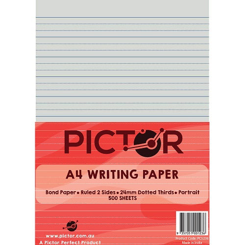 Pictor Writing Paper A4 24mm Dotted Thirds Portrait 500 Sheets