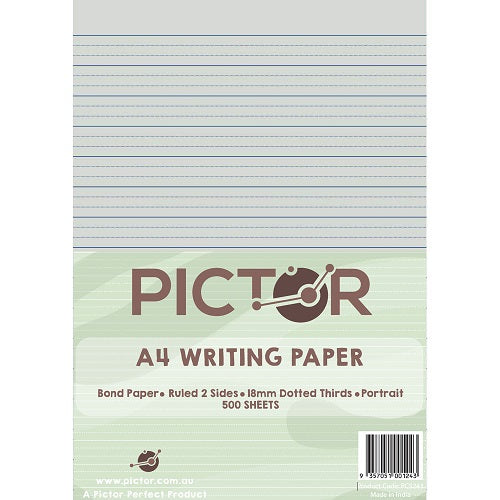 Pictor Writing Paper A4 18mm Dotted Thirds Portrait