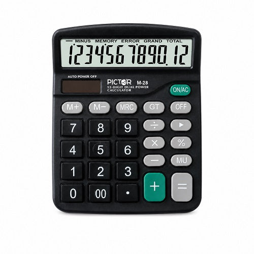 Pictor M-28 Calculator Desktop 12 Digit Dual Power